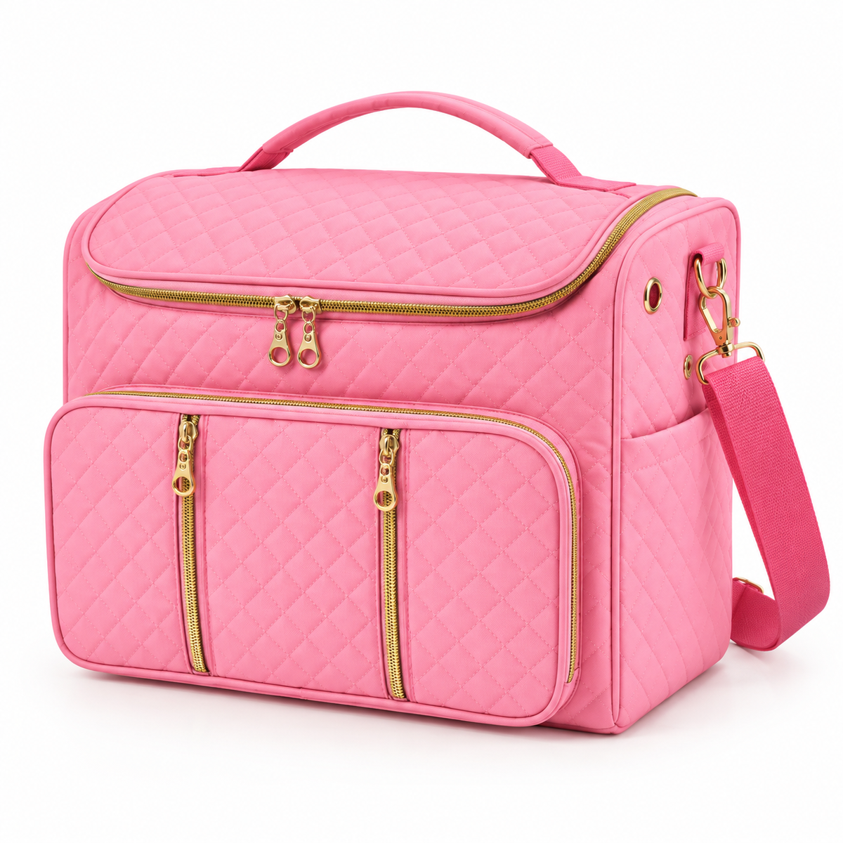 Pink large multi-pocket yarn storage bag variant