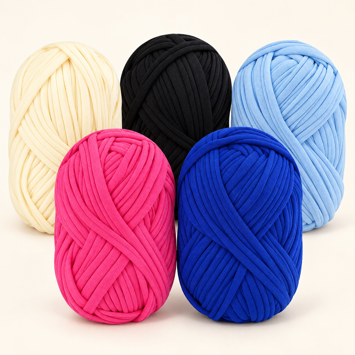 All five 100 g T-shirt yarn colours; one skein included per selected variant