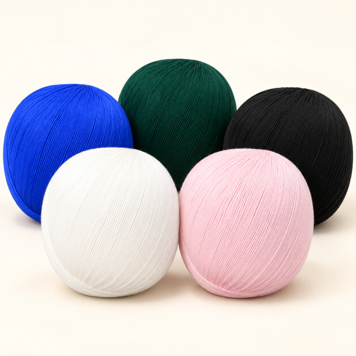 All five 150 g mercerized cotton yarn colours; one ball included per selected variant