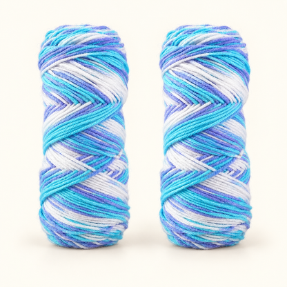 Aqua Lilac variegated acrylic yarn variant, two 100 g skeins