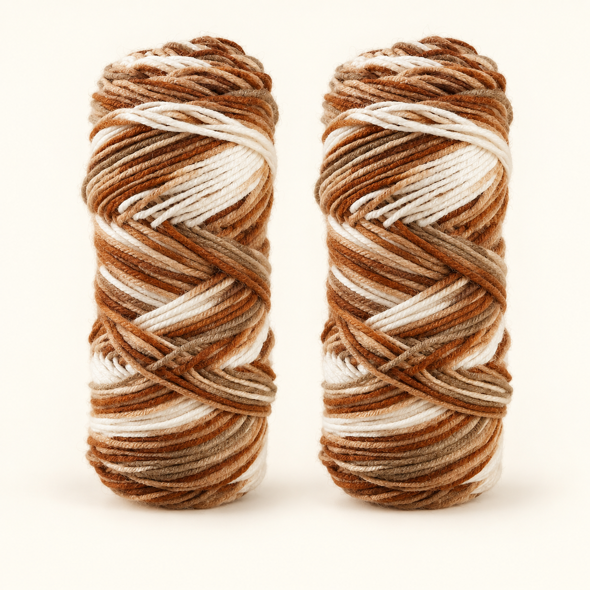 Cocoa Cream variegated acrylic yarn variant, two 100 g skeins