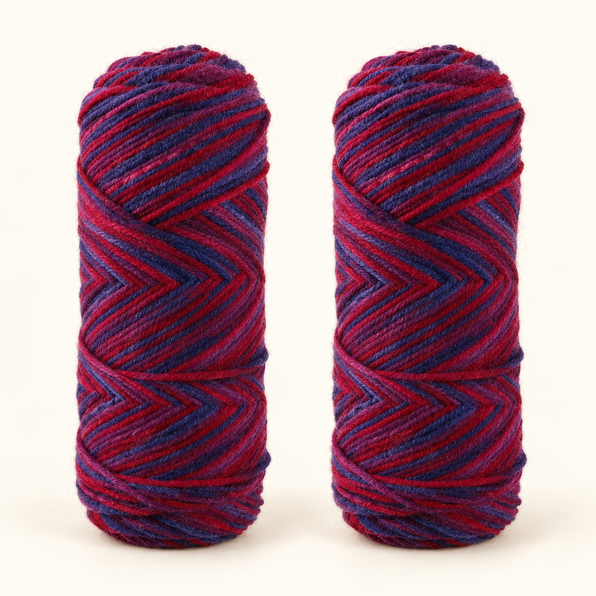 Ruby Navy variegated acrylic yarn variant, two 100 g skeins