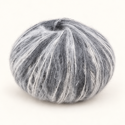 Silver Grey 25 g variegated mohair-blend yarn ball variant