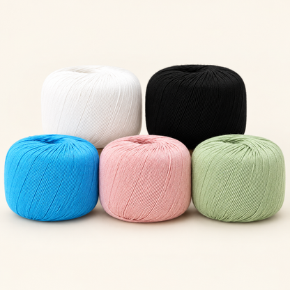 All five 50 g lightweight cotton-blend crochet yarn colours; one ball included per selected variant