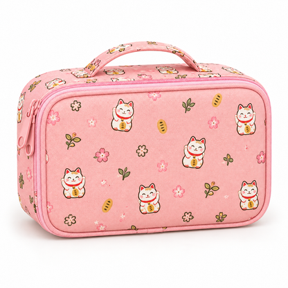 Fortune Cat pattern 53-piece crochet tool kit storage case variant