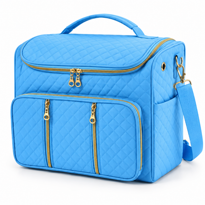 Blue large multi-pocket yarn storage bag variant