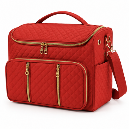 Red large multi-pocket yarn storage bag variant